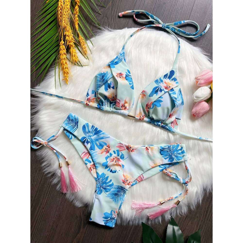 2024 New Printed Split Bikini Sexy Triangle Women Swimsuit Z260301