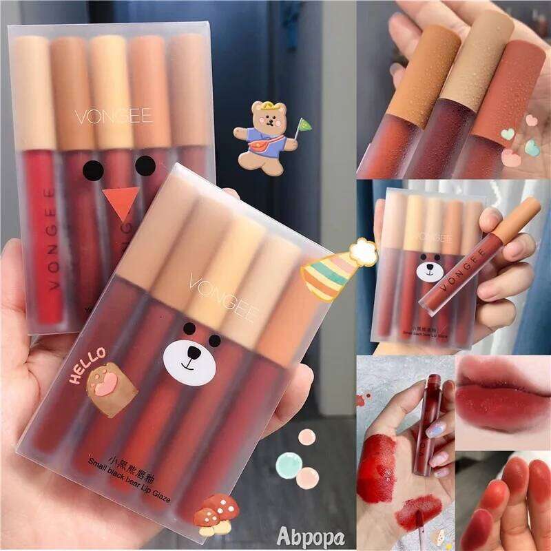 5pcs/set set matte velvet easy to color lipstick female lip gloss H260302