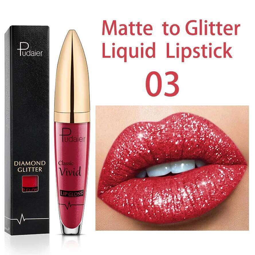 18 Colors Glitter Lip Gloss Waterproof Long Lasting Diamond Matte To Shimmer Metallic Liquid Lipstick Women Lips Makeup Cosmetic H260302