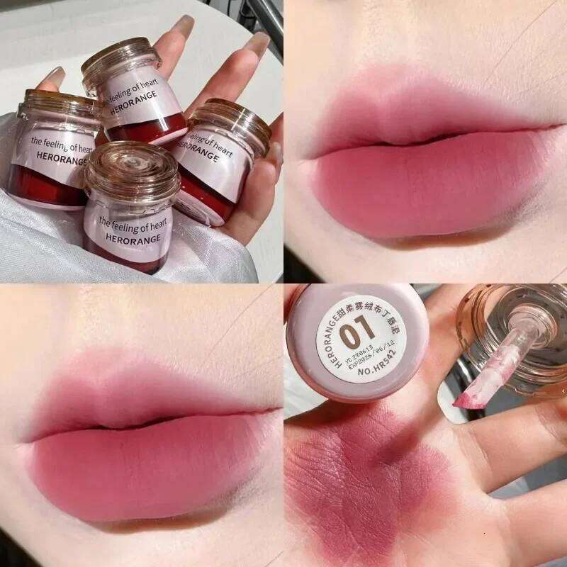 Canned Pudding Lipstick Mud Velvet Matte Mist Glaze Easy To Apply Long Lasting Lip Gloss Waterproof Lips Makeup Cosmetic H260302