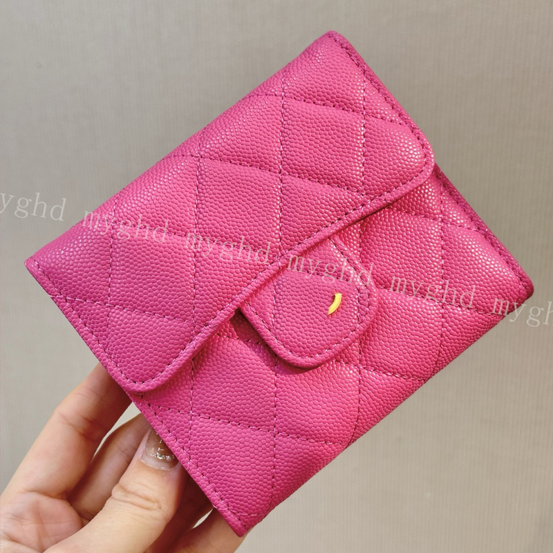Quilted Tri-fold Wallet for Women 10.5x11.5x3cm Grained Genuine Leather Foldable Purse with Snap Closure & Zip Coin Pocket 34830