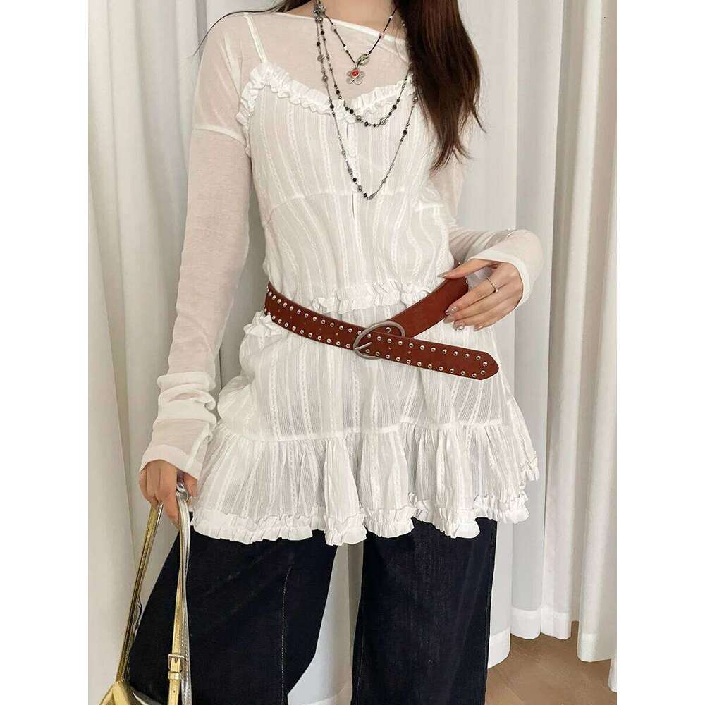 Women's American Y2K Rivet Minority Personal Design Retro Antelope Hair Belt for Skirts and Jeans S260228