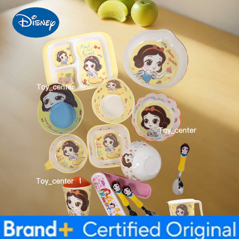 Disney 1pc Cartoon Snow White melamine tableware Plate Bowl Cup Fork and spoon Family Dinner Birthday party durable tableware H260302