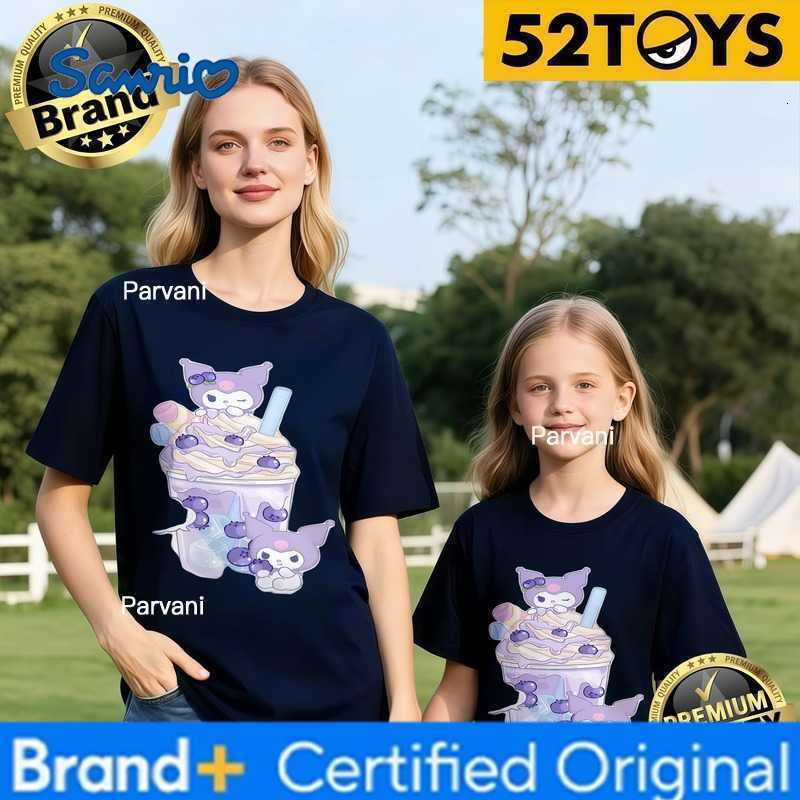 Sanrio 52TOYS Kuromi Dessert Print Family T-shirts 2026 Summer 100 Cotton Casual Loose Parent-Child Y2k Tees Single Piece3Pcs H260302