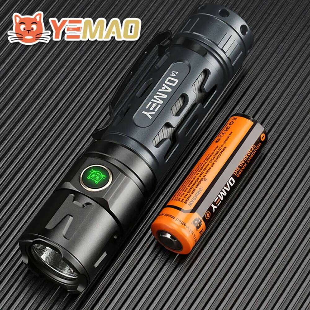 YEMAO A7 2200LM Powerful Flashlight - Dual Control Buttons, USB-C Rechargeable 21700 LED Tactical Torch Z260301