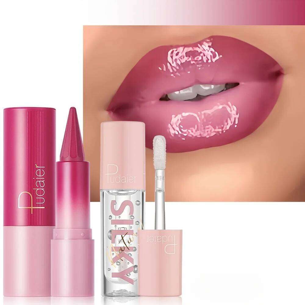 Silky Smooth Lipstick & Nourishing Lip Oil Set - Create Versatile Stunning Looks with Long-Lasting Hydration H260302