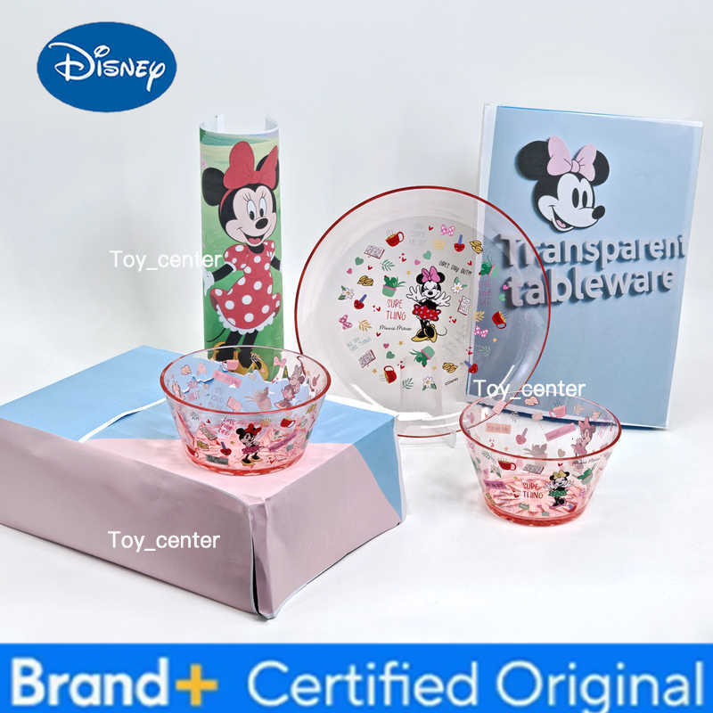 Disney 1pc cartoon Minnie Mouse AS plastic transparent plate bowl family dinner and birthday party gift tableware H260302