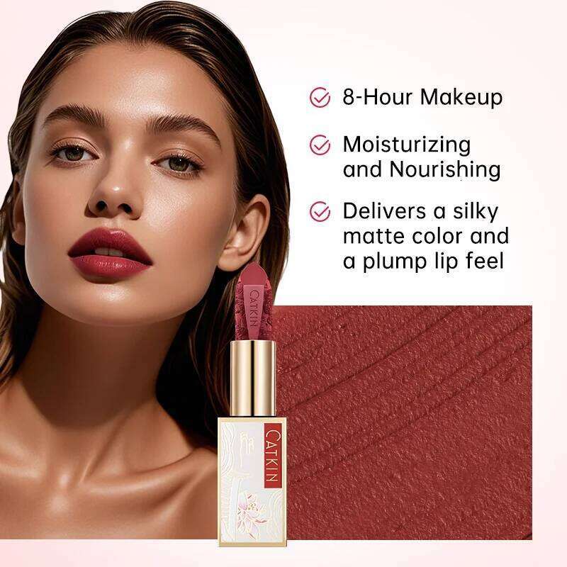 CATKIN Dreamworld Carving Lipstick, Waterproof Long Lasting Satin Nourish Moisturizing Smooth Soft 0.13 Ounce-Chinese Style H260302