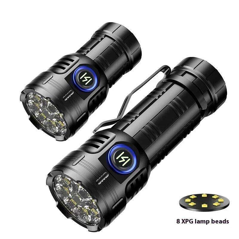 LED Flashlight High Power USB Rechargeable 8 * XPG Beads Lantern Tail Magnet Clip Torch Waterproof Portable Mini Lighting Lamp Z260301
