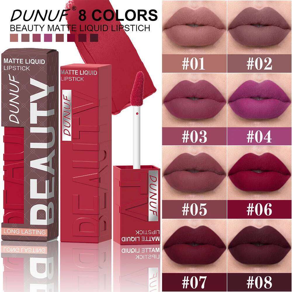 Velvet Liquid Lipstick Lip Gloss 1pcs Matte Waterproof Long-Lasting Non-sticky, Deep Red Nude Christmas Gift For All Skin Types H260302