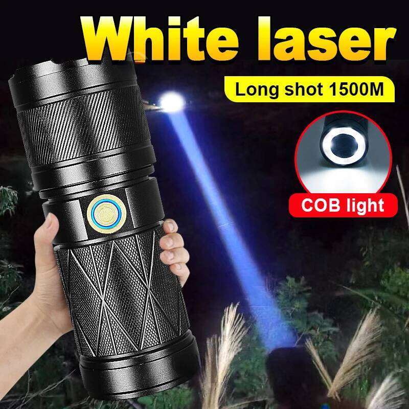 Powerful Led Flashlight Xhp90 Tactical Torch Type-c Rechargeable White Laser Hand Lamp for Outdoor Camping Z260301