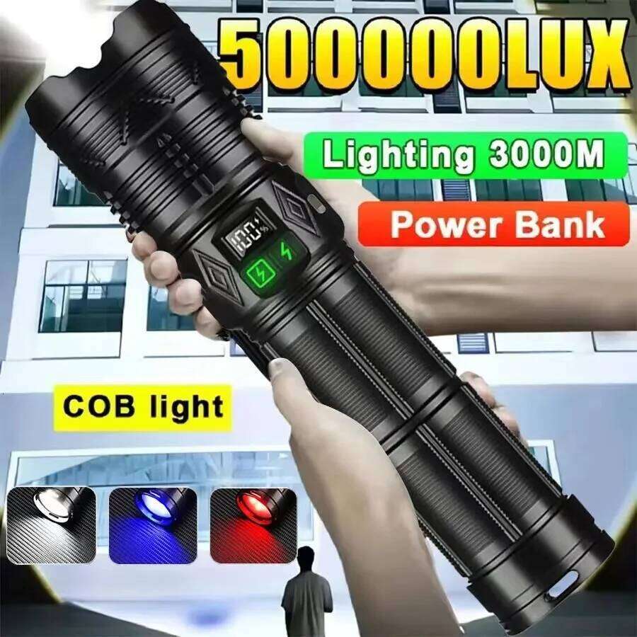 High-power long-range flashlight ultra-bright LED lantern TYPE-C rechargeable with telescopic zoom built-in 3*18650 battery Z260301