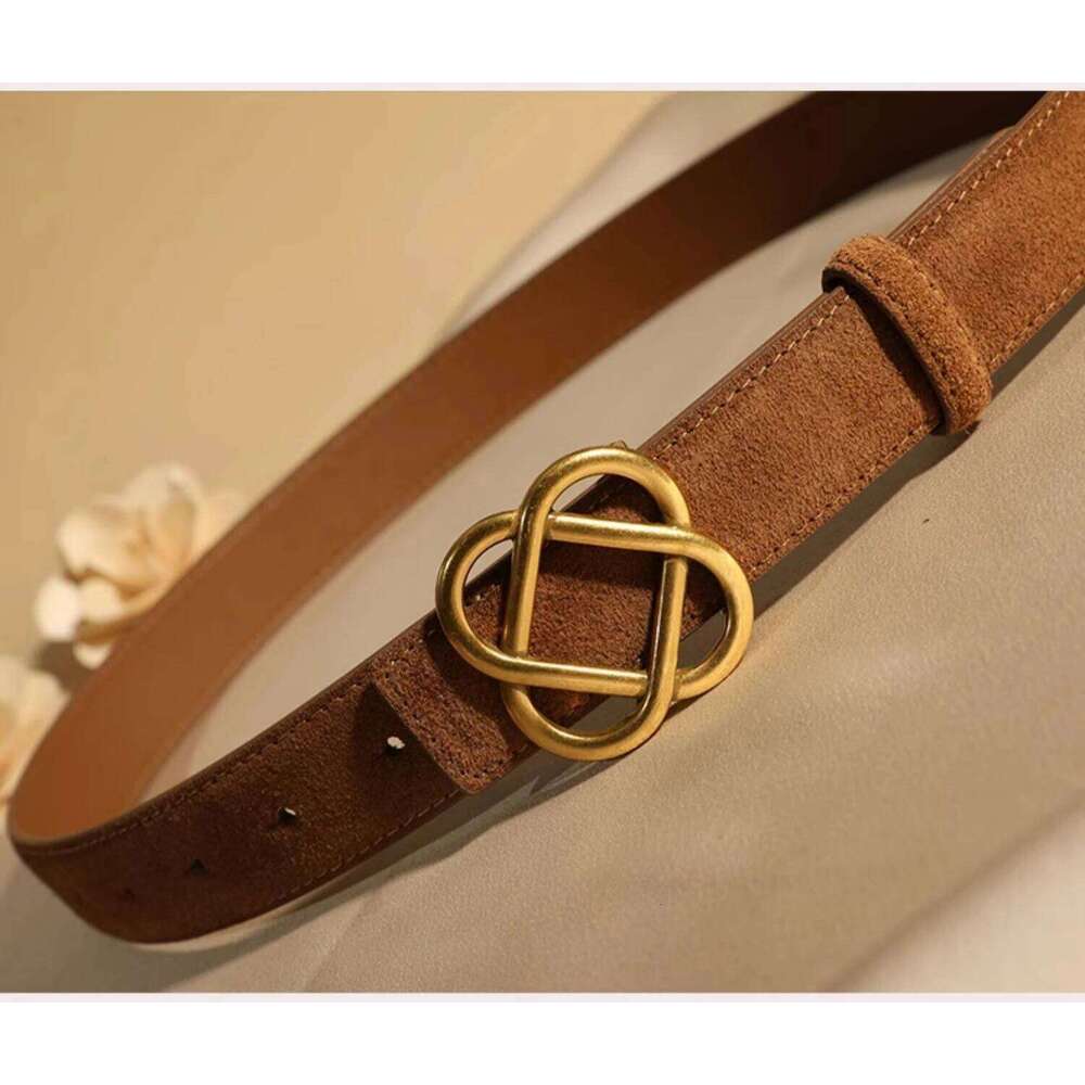Fashion Women's Suede Casual Leather Jeans Designer Gold Buckle Elegant Waist Belt for Dress Pants Western Style S260228