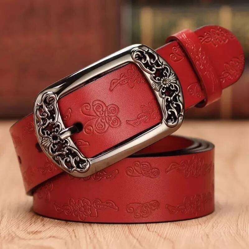 Genuine Leather Belts Women Second Layer Cowskin Woman Vintage Pin Buckle Strap Jeans Belt for Men S260228