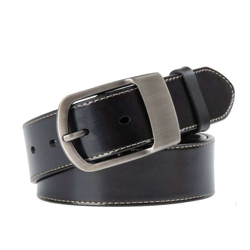 Advanced simple cowhide Japanese retro versatile genuine leather men's belt pin buckle S260228