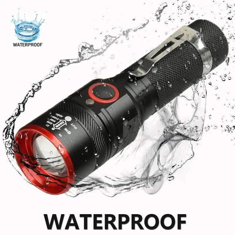 5200LM Rechargeable Waterproof Zoomable 3 - modes T Led Flashlight 18650 with USB cable Suitable for Camping z40 Z260301