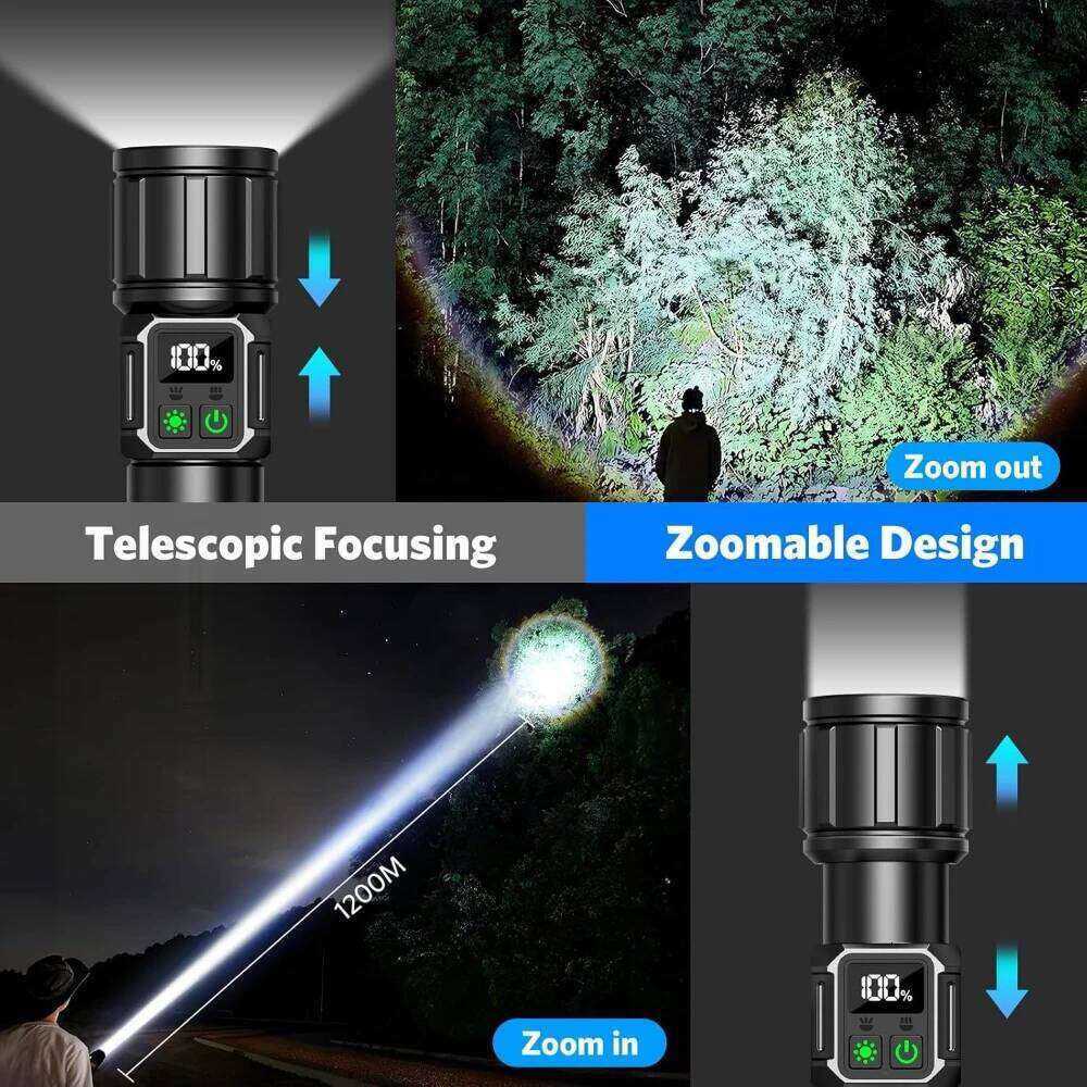 High Power LED Flashlight USB Rechargeable Long Range Spotlight Strong Light Lamp Tactical Torch Waterproof Zoom Outdoor Lantern Z260301
