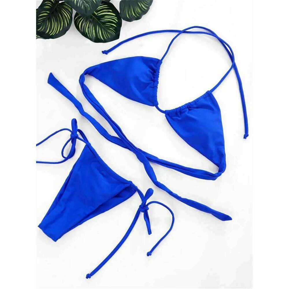 Sexy 11 Color Halter Mini Micro Thong Female Swimsuit Women Swimwear Two-pieces Bikini set Bather Bathing Suit Swim K4064 Z260301
