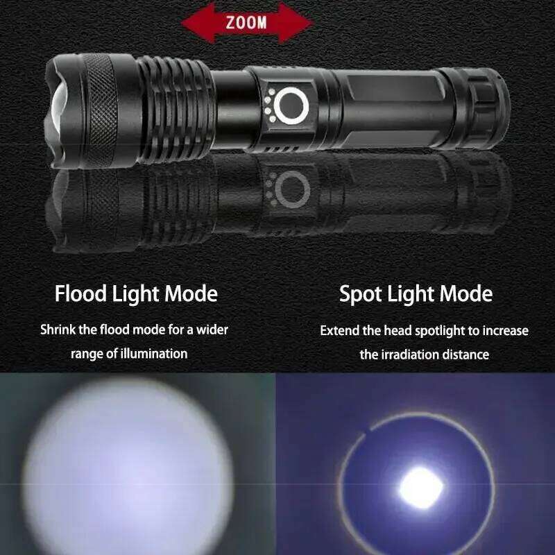 Telescopic Zoom Torch Powerful P50 Lamp Bead LED Flashlight Lantern 5 Lighting Mode USB Rechargeable Camping Emergency Light Z260301