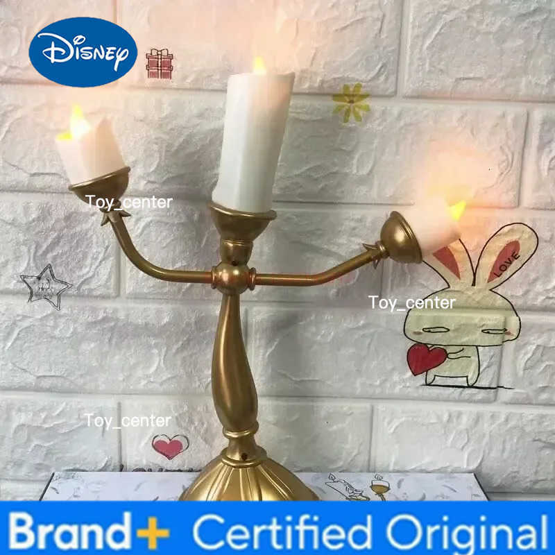 Disney New Beauty And The Beast Action Figures Cogsworth Mr Clock Lumiere Candle Lamp Statue Figure Home Decoration Model Toy H260302