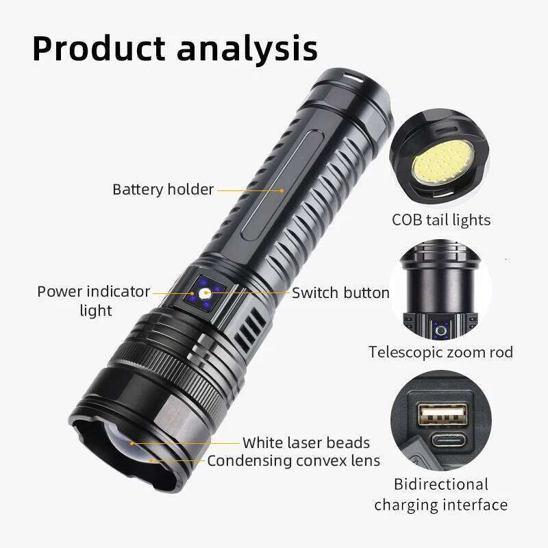 COBA Flashlight Built-in Battery Flash Light Emergency Spotlights 4km 10000LM Most Powerful Led Flashlights Tactical 15000mah Z260301