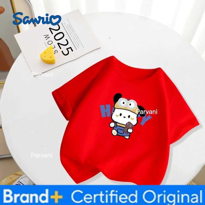 Sanrio 2026 New Cute Pacha Dog Cartoon Printed Summer New Round Neck Half Sleeve Parent Child Wear Pure Cotton Top H260302