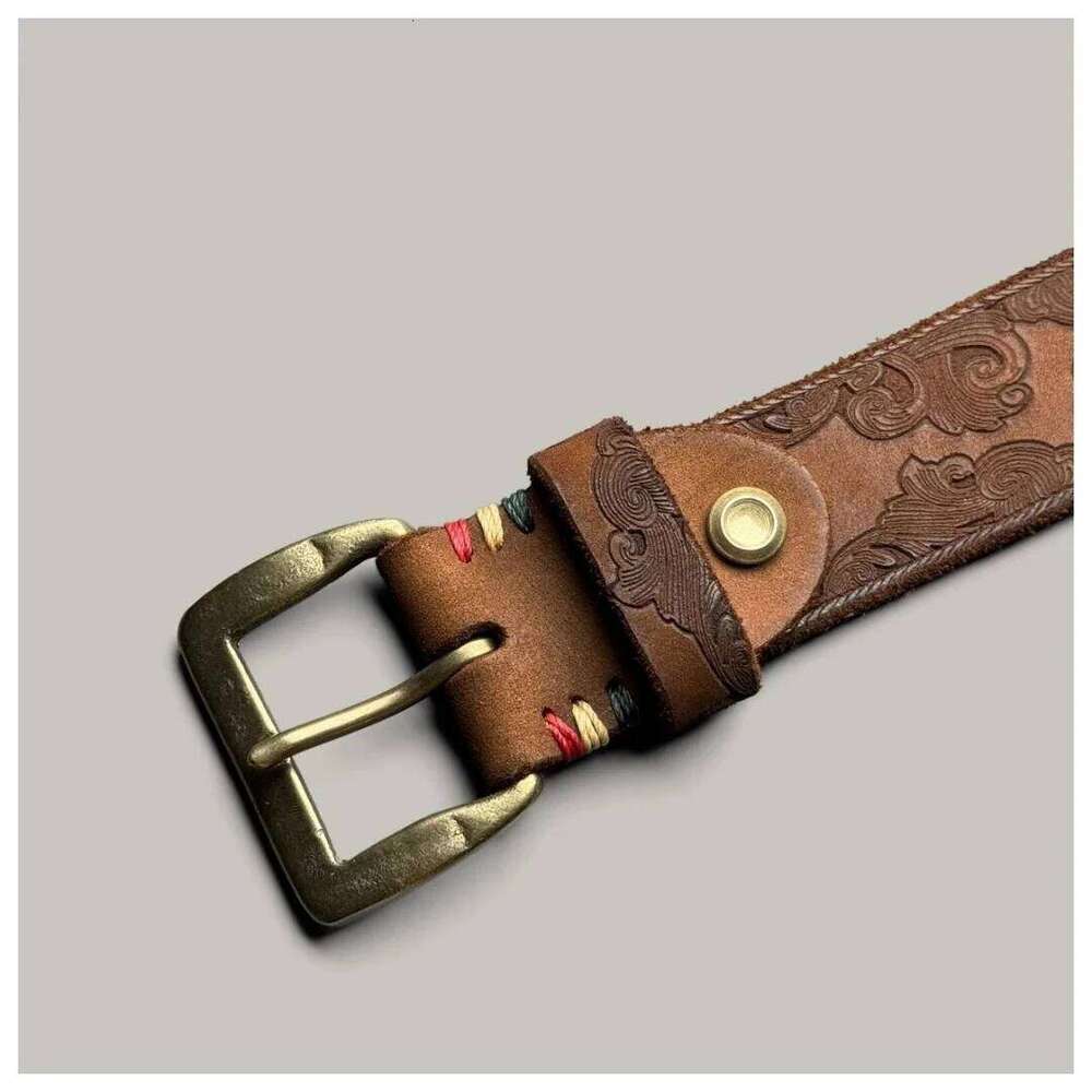 Genuine Leather Men's Luxury Designer Strap Male Fashion Pure Copper Buckle Wild Classic Retro High Quality Jeans Soft Belt S260228