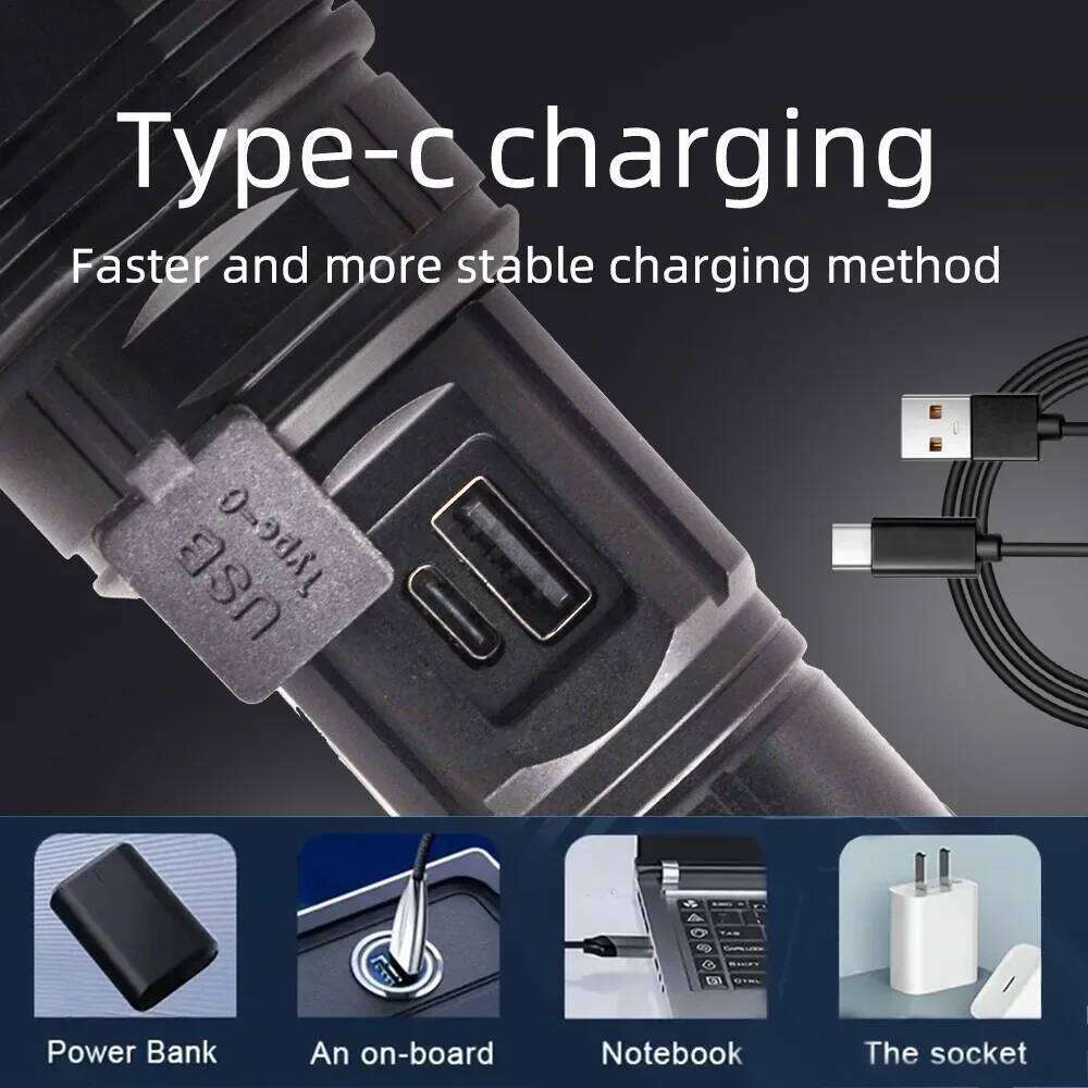 NEW 9000LM Rechargeable LED Flashlights White Laser Lamp Beads 3000m Super Bright Flashlight Powerful Lantern Camping Torch Z260301