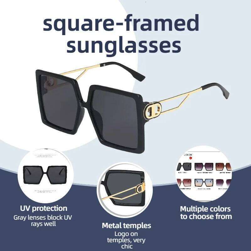 sunglasse metal square and women fashion casual large frame thin for sunglasses men 26Y0302