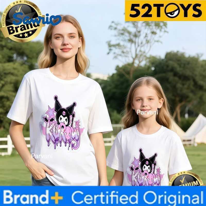 Sanrio 2026 Summer Family Outing Kuromi Graffiti Print 100 Cotton Parent-Child T-shirts Unisex Family Matching Tees Single Piece3Pcs H260302