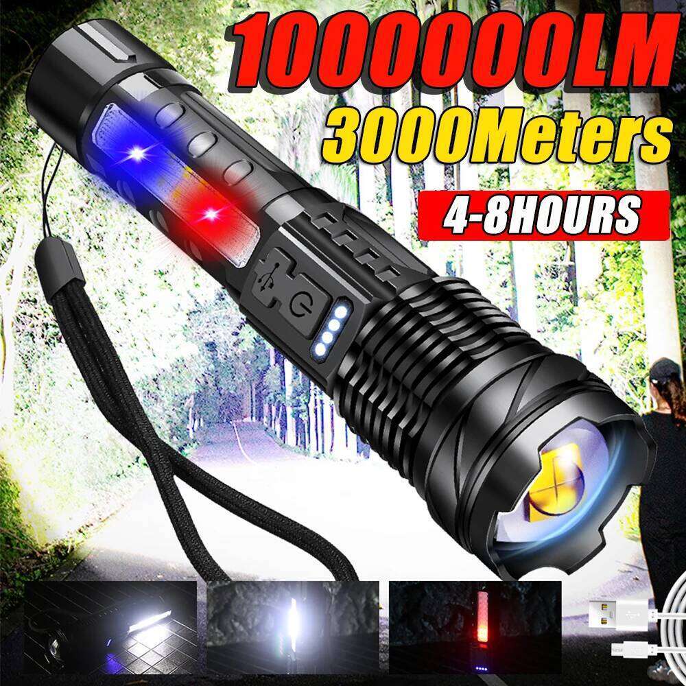 NEW 1000000LM High Power Led Flashlights Built-in 18650 Battery Tactical Flashlight Emergency Spotlight Most Powerful Lantern Z260301
