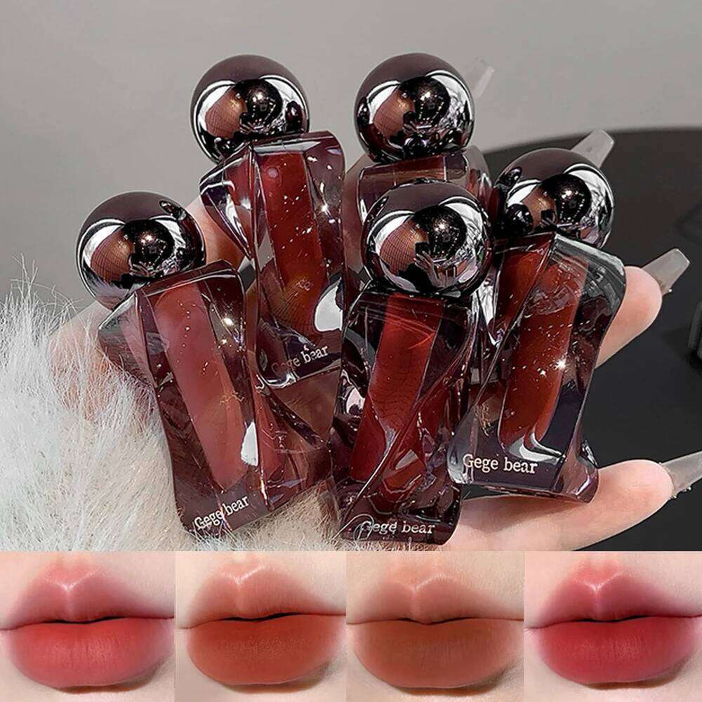 Gege Bear Glaze, Matte Velvet Lip Clay, Irregular Bottle Design, Long-lasting Color Non-drying Lipstick H260302