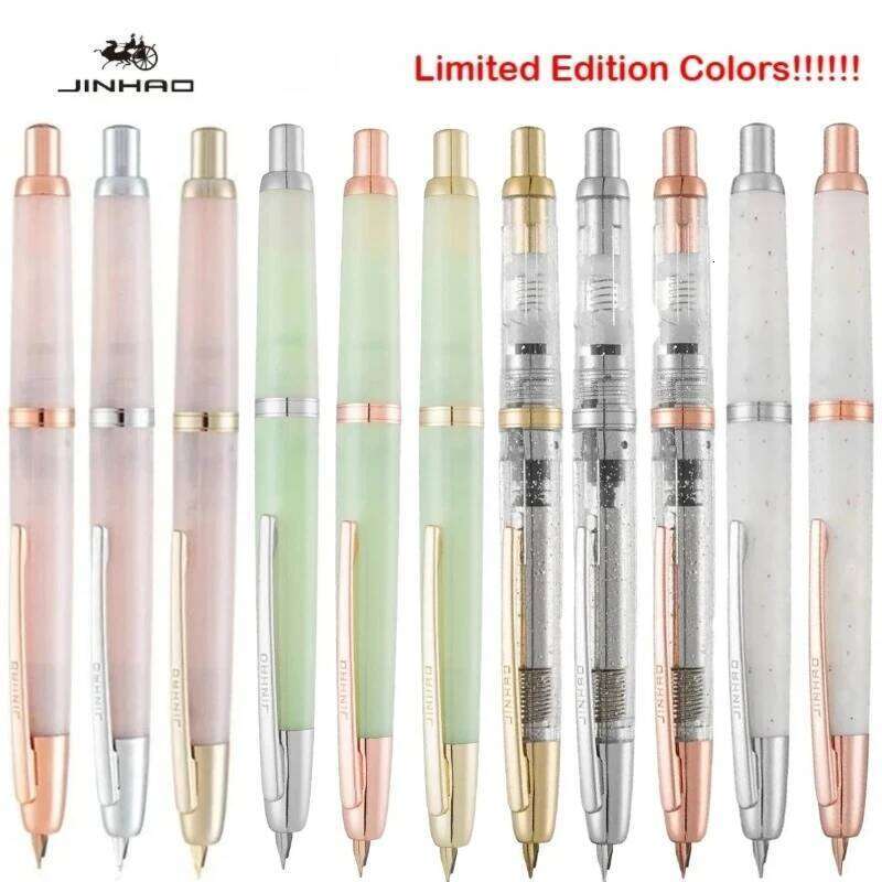 Smooth JINHAO 20 Press Fountain Retractable EF F Nib Transparent Black Writing Ink Pen with Converter School Office 26Y0302