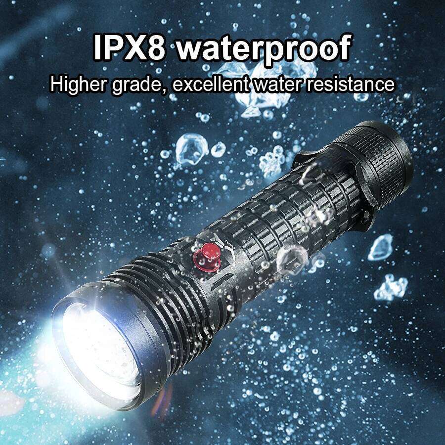 2025 Professional Flashlight USB Rechargeable IPX8 Waterproof Lamp Built-in Battery Underwater Diving Torch Z260301