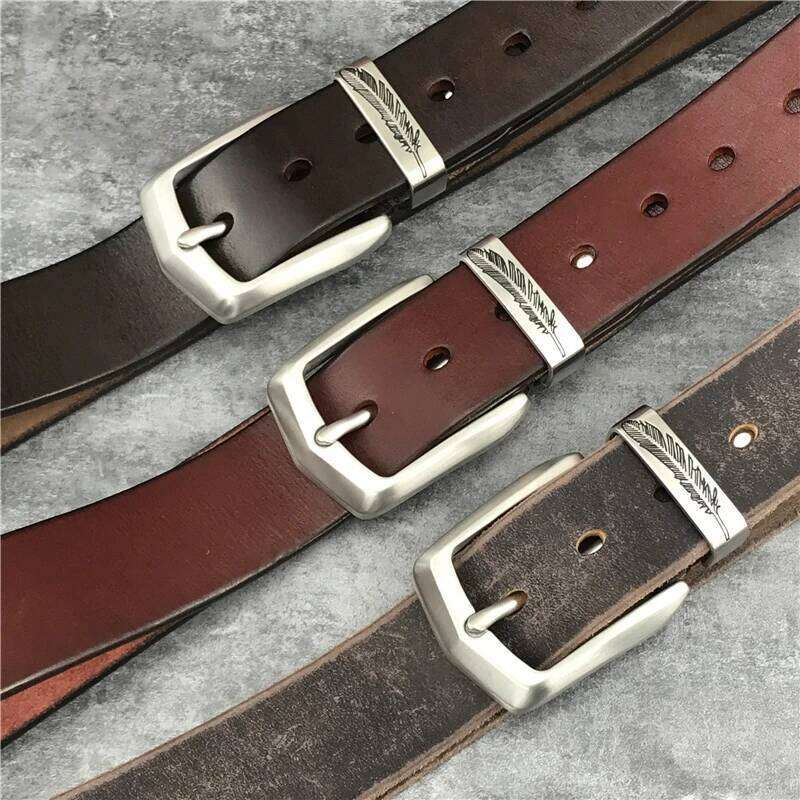 Stainless Steel Buckle Mens Luxury Super Thick Genuine Ceinture Belts Leather Waist Belt Men SBT0006 S260228