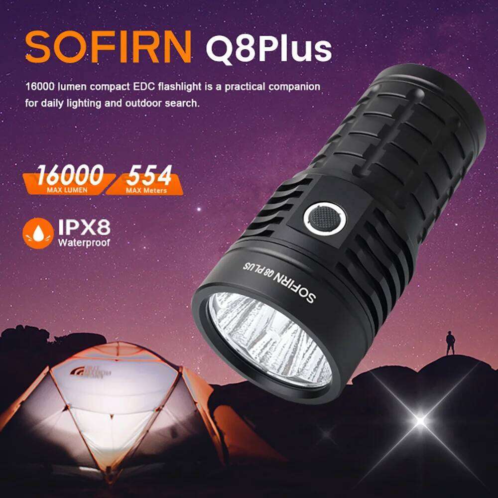Sofirn Q8 Plus 6*XHP50.2 LED Torch 21700 USB C Rechargeable 16000lm Powerful Flashlight EDC Portable Lantern Lamp BLF Anduril 2 Z260301