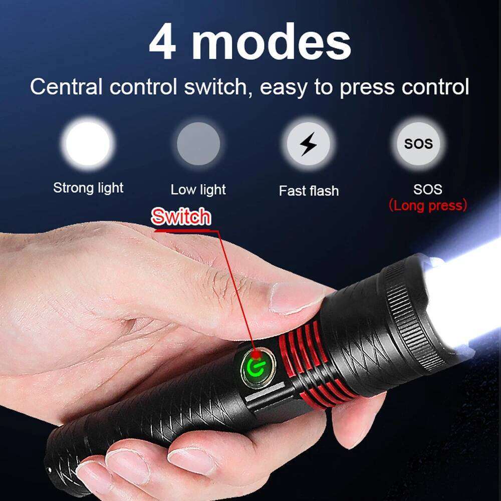 High Power Rechargeable Strong light LED Flashlights White Laser Lamp Beads aluminumalloy flashlight Super Bright LanternCamping Z260301