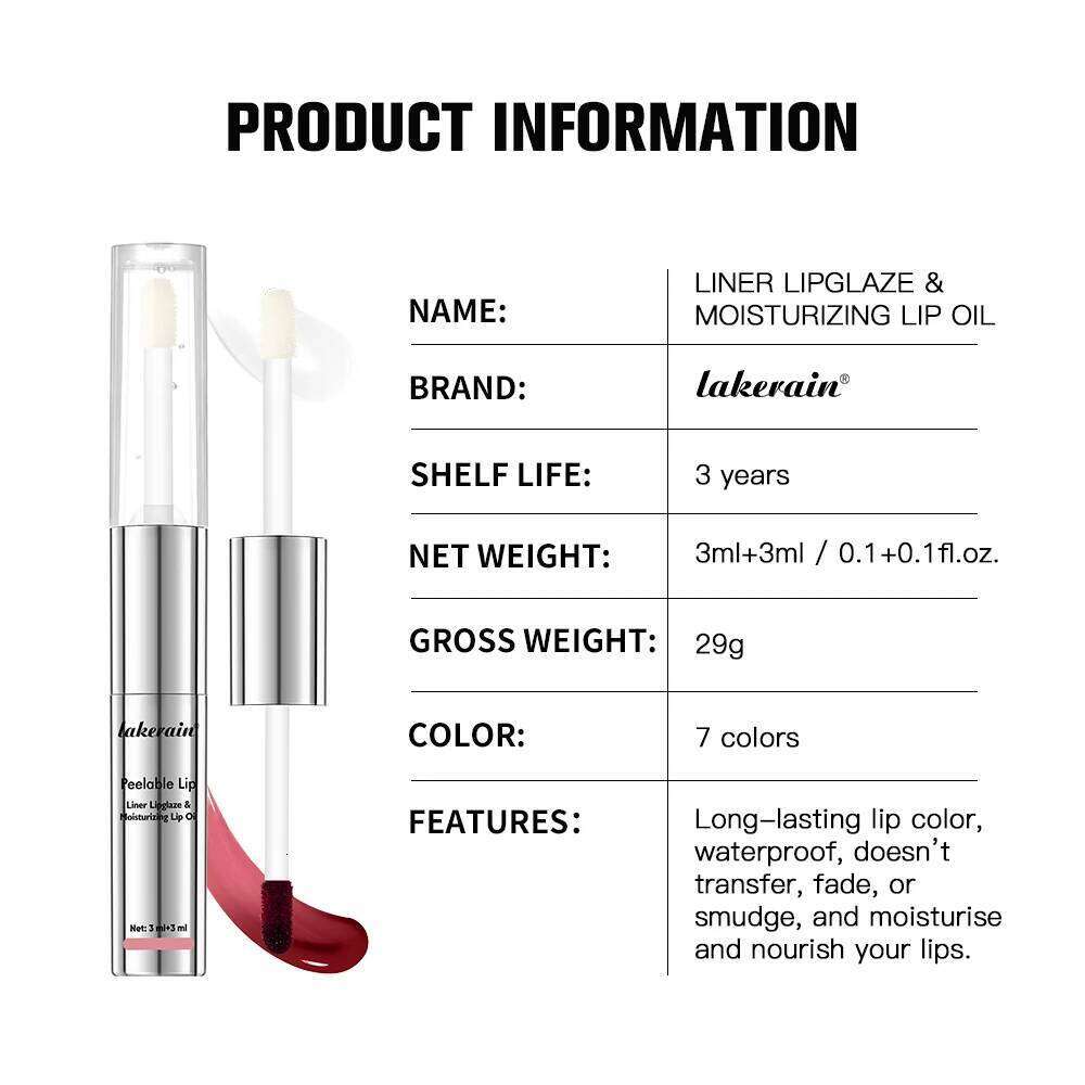 Waterproof Peel Off Liner And Lip Gloss Double Head Matte Nourishing Smudge Proof Lipstick Long Lasting Cosmetics Makeup H260302