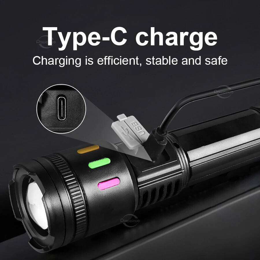 ABS Ultra Bright High Power Led Flashlight 100000LM COB Red Flash Lights 5 Modes USB Rechargeable Flashlights Outdoor Zoom Torch Z260301