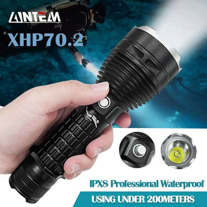 XHP70.2 Powerful 8000LM Underwater 200m LED Scuba Diving Flashlight Brightest 30W Torch IPX8 Waterproof Dive Lamp Lantern Z260301