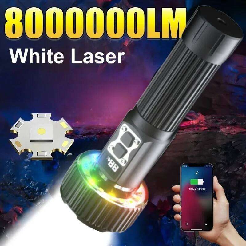 High Power Strong LED Flashlight COB Ambient Light with Hook Rechargeable Digital Display for Outdoor Fishing Camping Z260301