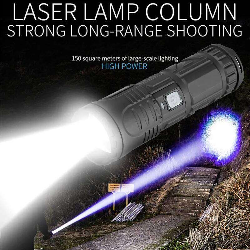 Super Bright Flashlights Telescopic Zoom Tactical Laser Torch Outdoor Rechargeable Camping Hiking Lantern Emergency Power Bank Z260301