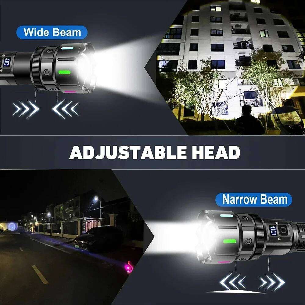 High Power 10000 Ultra Powerful Torch Usb Rechargeable Led Lamp Fluorescence Army Tactical Flashlight Hunting Camping Z260301