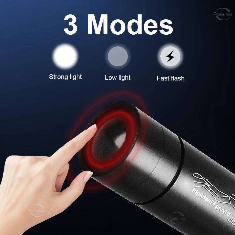 Zoom 200M Led Rechargeable Portable Professional Underwater Lantern IPX8 Waterproof Diving Flashlight Z260301