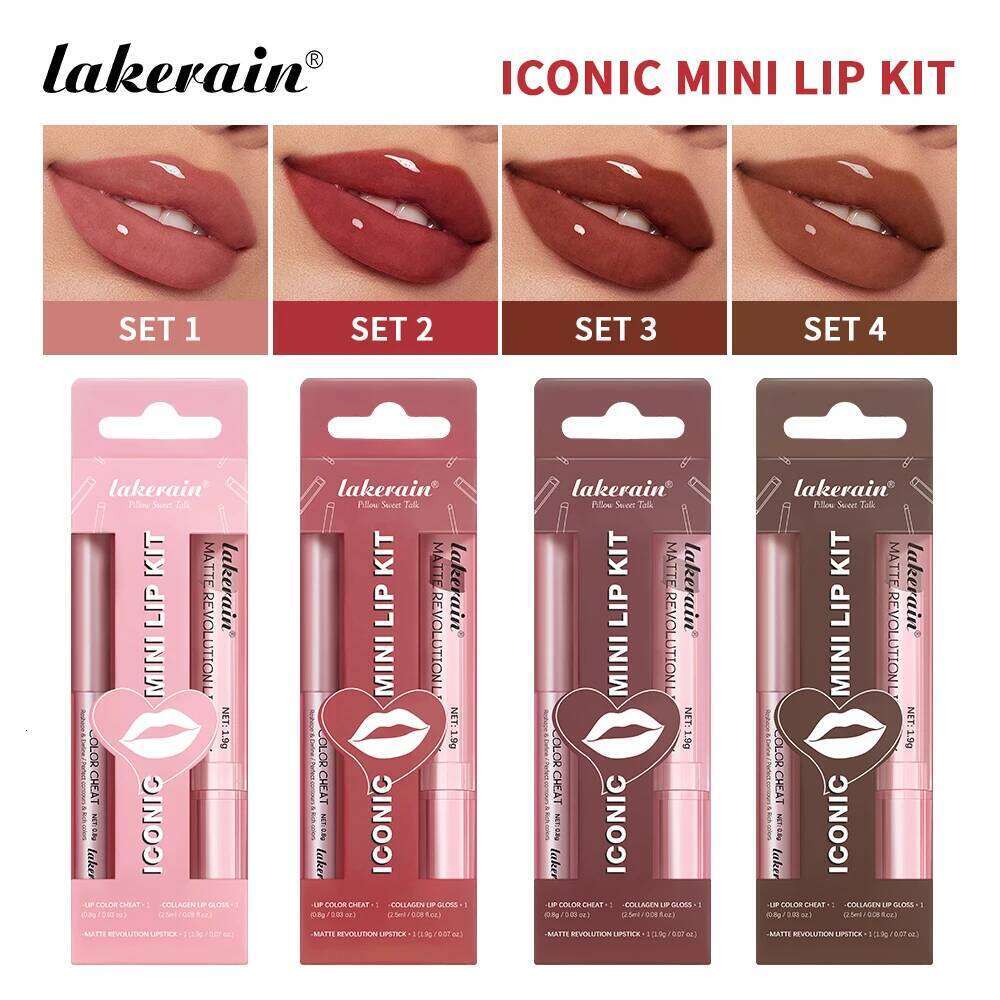 3pcs Makeup Liner Lip Gloss Lipstick Mirror Effect Beep Lips High Color Long-lasting Hydrates Travel Mini Set H260302