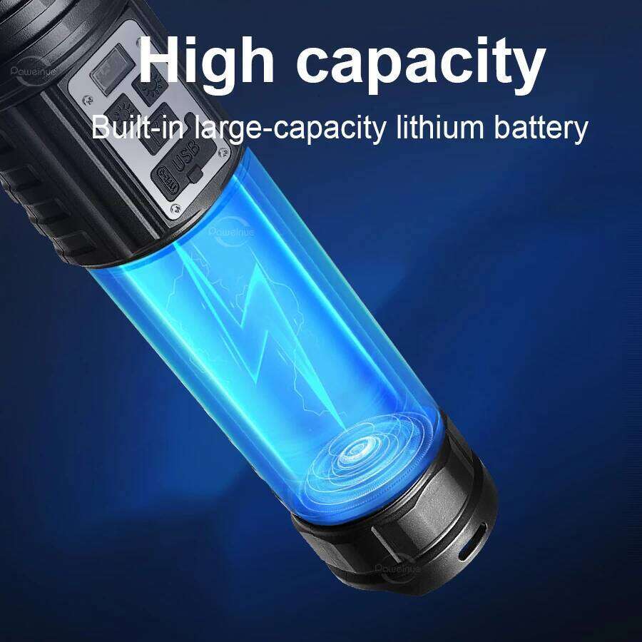 Paweinuo 1000000LM Rechargeable Flashlight Super Powerful Tactical Torch High Power Lantern Beam for Outdoor Emergency Survival Z260301