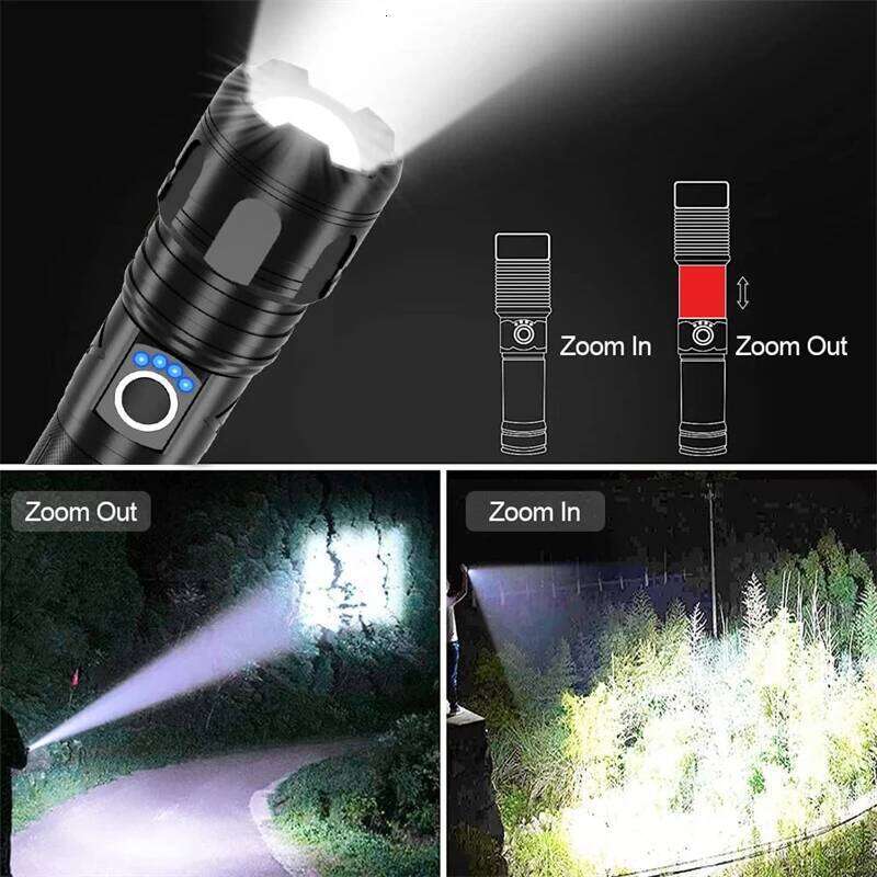 Rechargeable LED Flashlights 5000 Lumens Super Bright Torch 5 Modes Zoomable Waterproof Powerful for Camping Outdoor Emergency Z260301