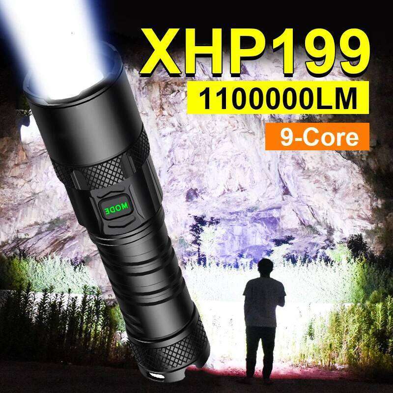 Super XHP199 Most Powerful Rechargeable LED Torch Light XHP160 XHP90 High Power Flashlight 18650 Tactical Lantern Z260301