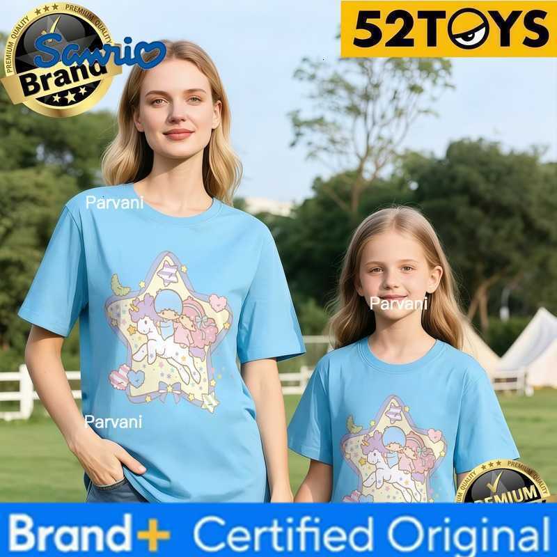 Sanrio 52TOYS Little Twin Stars Print Family T-shirts 2026 Summer 100 Cotton Casual Loose Parent-Child Y2k Tees Single Piece3Pcs H260302