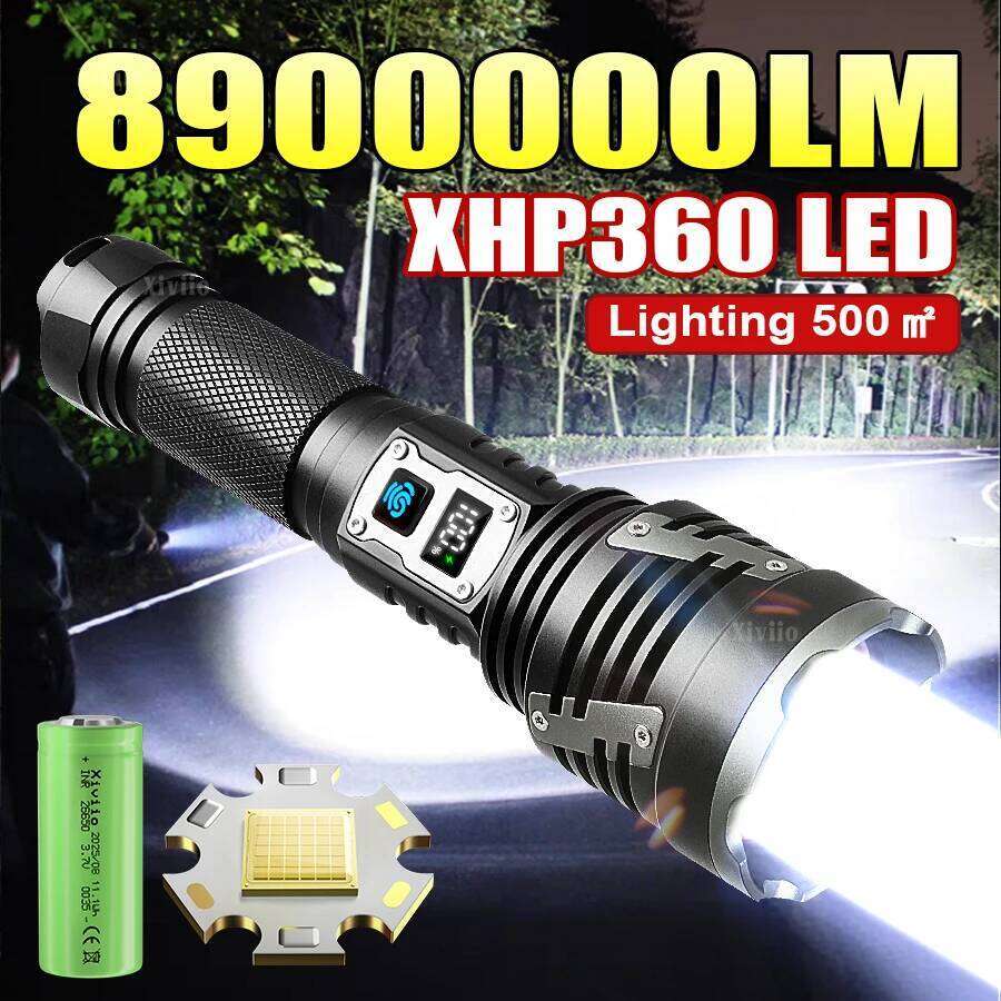 2025 Super XHP360 Flashlights Rechargeable Ultra-Bright Tactical Flashlight Aluminum Alloy Most Powerful Camping Torch Z260301